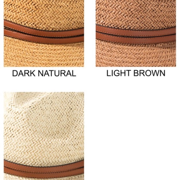 SOLD OUT Light Brown Woven Panama Hat w/ Faux Leather Double Band Women's - Picture 7 of 7
